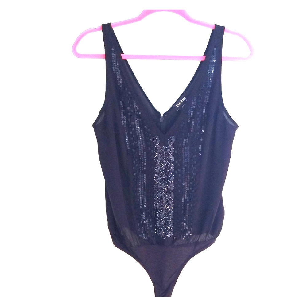 Bebe sequin tanga bodysuit